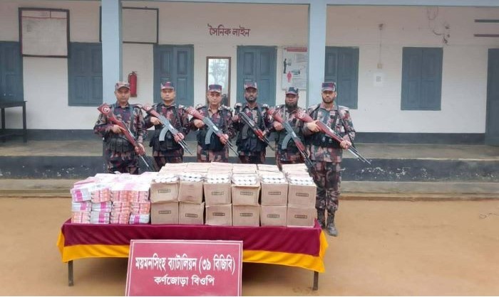 শেরপুর সীমান্তে বিজিবির অভিযানে ভারতীয় মালামাল ও মাদক উদ্ধার