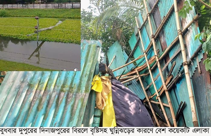 বিরলে বৃষ্টিসহ ঘুন্নিঝড়ের কারণে বেশ কয়েকটি এলাকা লন্ড-ভন্ড
